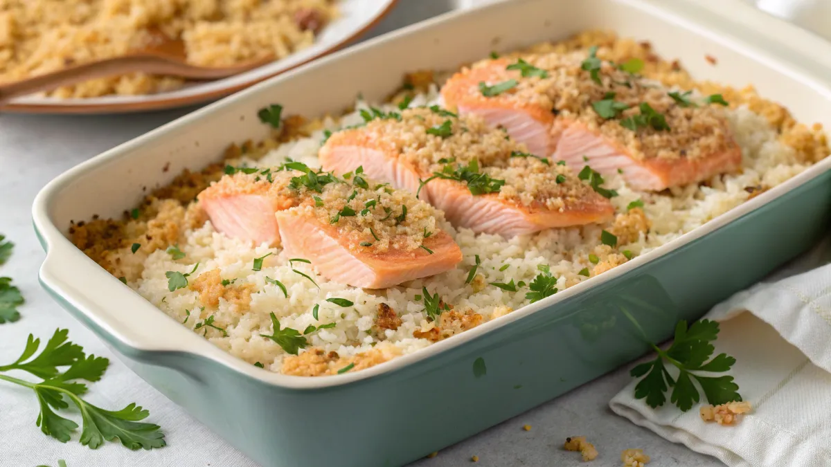 Canned Salmon and Rice Bake