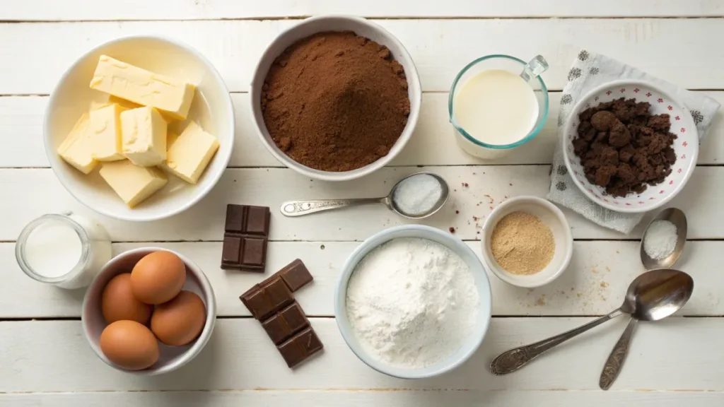 Chocolate pound cake batter being prepared for baking.