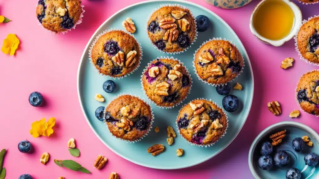 GAPS raisin muffins with variations like blueberries, chopped nuts, and honey drizzle, displayed on a seasonal-themed background.