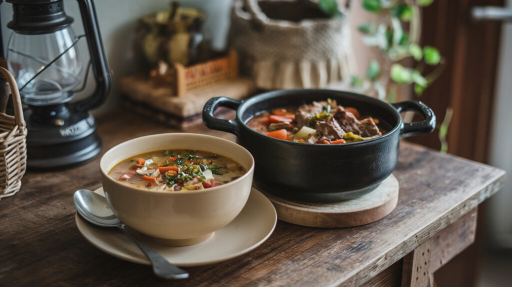 A bowl of creamy carrot and lentil soup garnished with parsley.