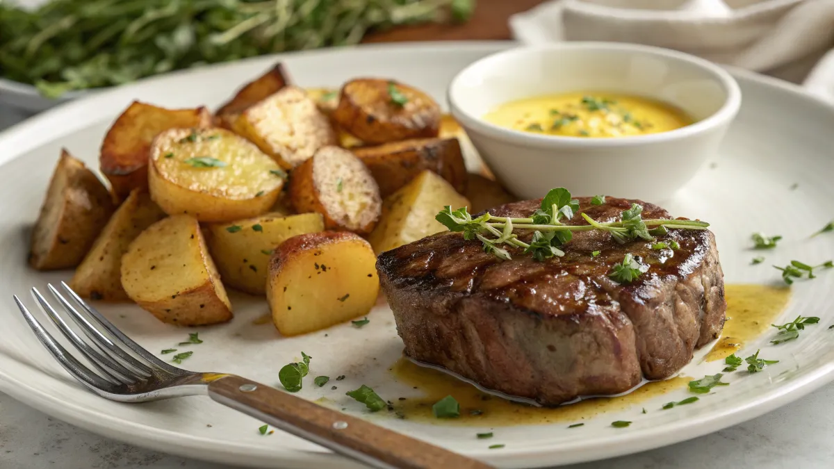 Garlic Butter Steak Bites and Potatoes