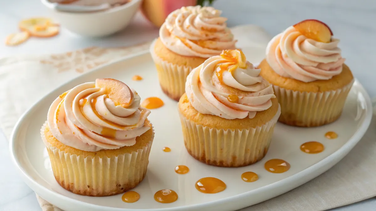Honey Peach Cream Cheese Cupcakes