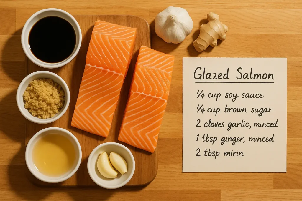 Ingredients for teriyaki glazed salmon