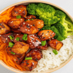 teriyaki salmon bowl recipe served fresh with rice and veggies